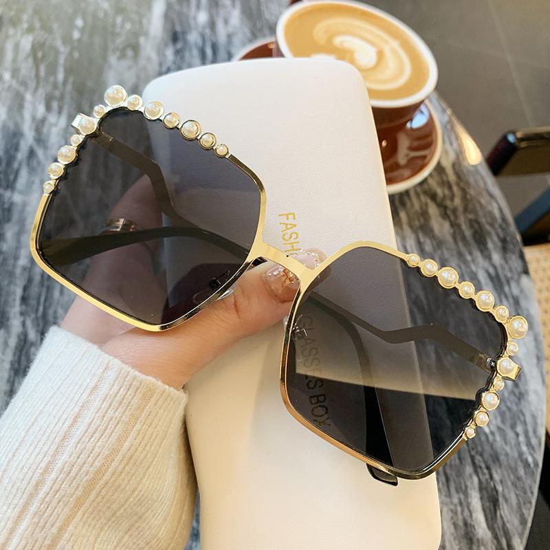 

Sunglasses Diamond Pearl Decoration Large Frame Metal Glasses Sunshade Sunglasses Ns Catwalk Premium
