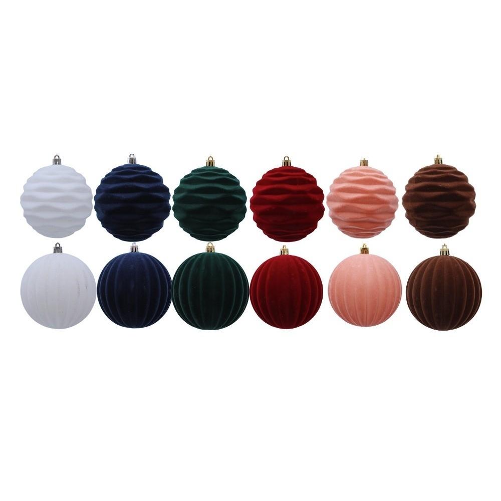New Flocked Christmas Ball Pendant 10cm DIY Xmas Tree Ornament Solid Color Christmas Supplies Party Decoration
