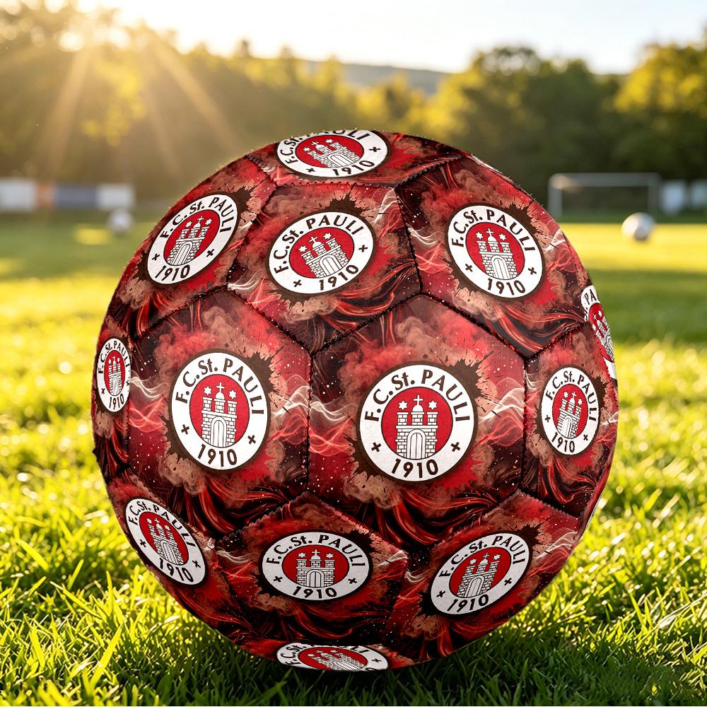 FC St. Pauli Football Imprimé Taille 5 Ballon de Football, Antidérapant Match Adulte Football Souvenir pour Fans de Football