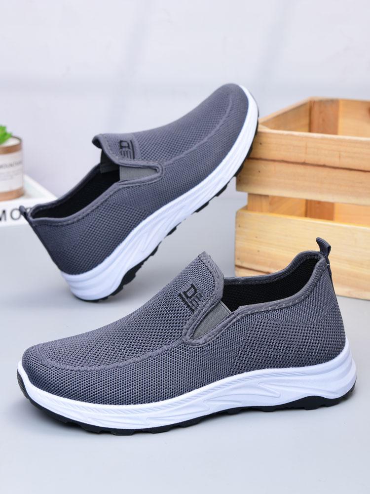 Męskie Buty Wiosenno-Jesienne Siatkowe Oddychające Wygodne Buty Taty dla Osób W Średnim Wieku i Starszych Codzienne Buty do Chodzenia Miękka Podeszwa Płaskie Płaskie Buty Codzienne
