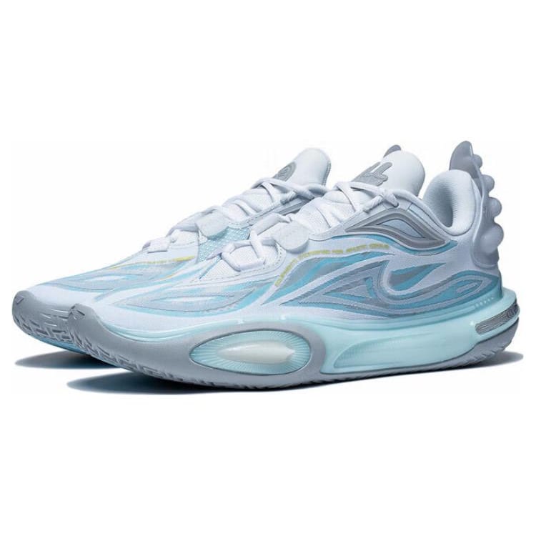 Li Ning All City 11 V2 Dämpfung, abriebfeste Basketballschuhe für Herren, niedrig geschnitten, blau-weiß, ABAT053-4