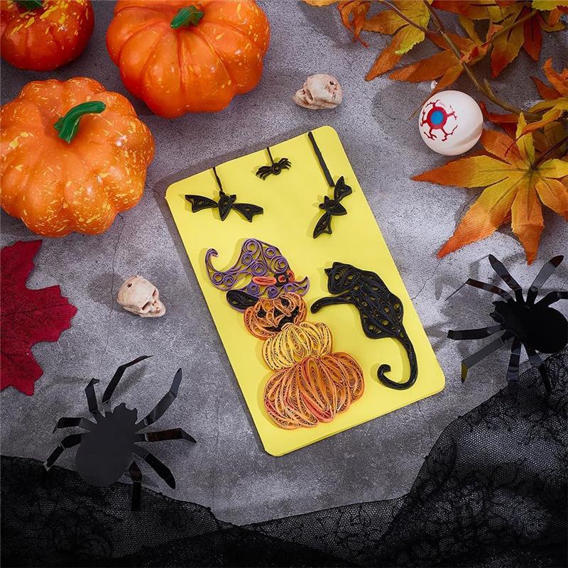 Happy Halloween Greeting Card Making Kit 20 Sets Halloween Paper-Quilling Kit For Adult Beginner For Party Decor