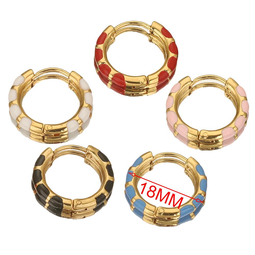 Runde Emaille-Ohrringe aus Edelstahl, vergoldete koreanische Ohrringe, Creolen, Ohrring für Damen, Metall, Luxusschmuck, Boho