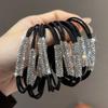 5pcs No Harm Rhinestone Hair Elastic Brown Black Hair Rope Rubber Bands  Women Girls