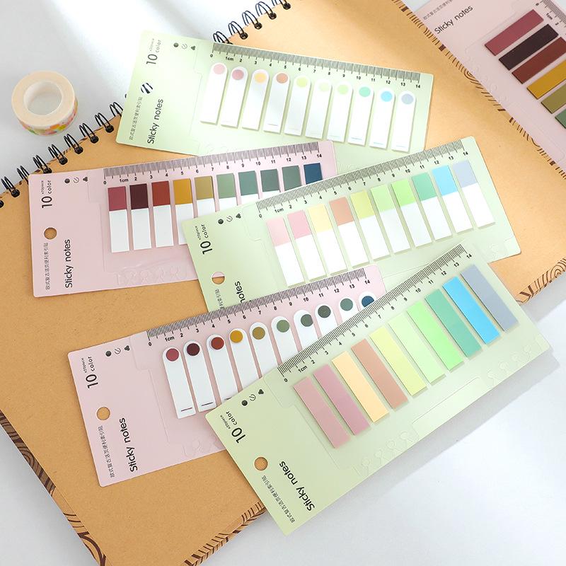 Morandi Color Pet Sticky Notes and Index Tabs - Fresh, Loose-Leaf Memo Pad Labels