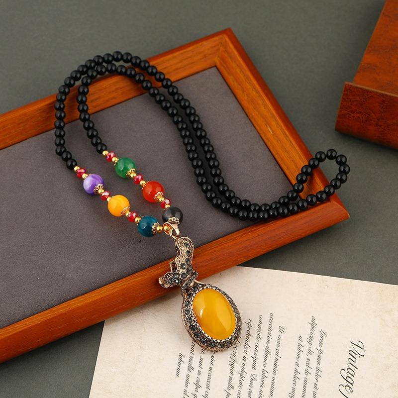 

Винтажное длинное ожерелье, подвеска из пчелиного воска в форме капли воды, женская универсальная высококлассная темпераментная цепочка для свитера с аксессуарами