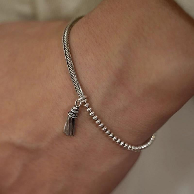 HARANG HR 332B_Tassel Half & Half Chain Bracelet