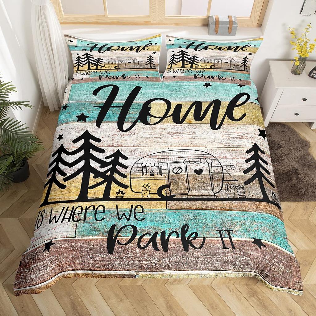 Wooden Board Duvet Cover Sets For Teens Adults Lightweight Quilt Cover With 2 Pillowcases Farmhouse Style Bedding Sets No Quilt