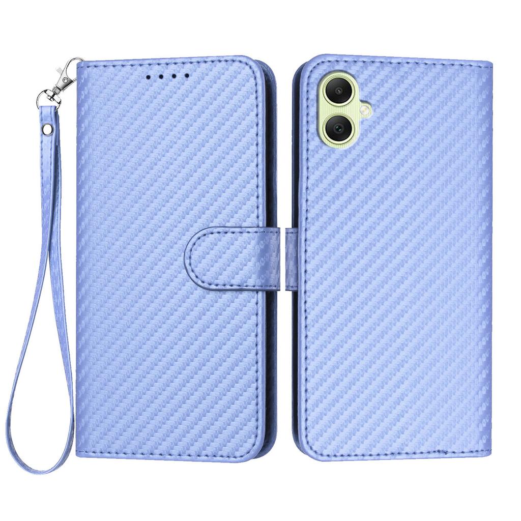 For Samsung Galaxy A07 4G/A06 4G/A06 5G Wallet Case with Strap Carbon Fiber Texture Leather Mobile Cover