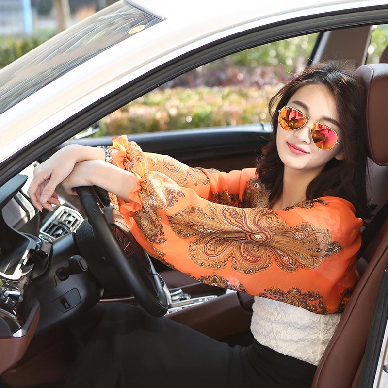 Cashew Print Chiffon Sunscreen Cardigan with Sleeves - Women's Summer Shawl Scarf