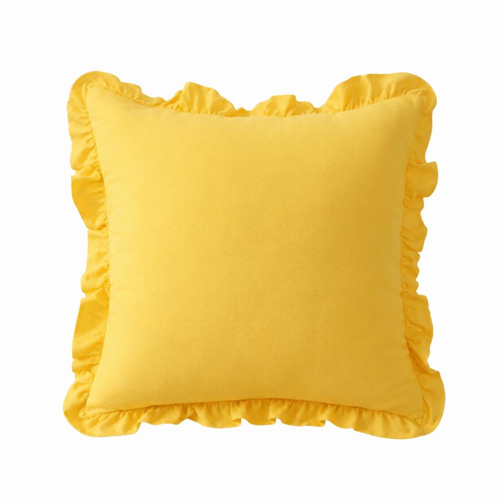 Lotus Leaf Skirt Edge Ruffled Edge Pillowcase Plaid Print Art Cushion Cover Home Decoration