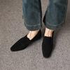 Krazing Pot Sheep Suede Round Toe Med Heels Summer Shoes Solid Big Size 42 Slip on Women Oxford Shoes Shallow Pumps
