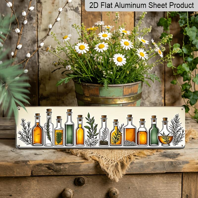 Featuring Rustic Herb Bottle Artwork - Aluminum Decorative Sign. This Vintage Apothecary Sign Is Perfect for Kitchen and Farmhouse Decor, Showcasing