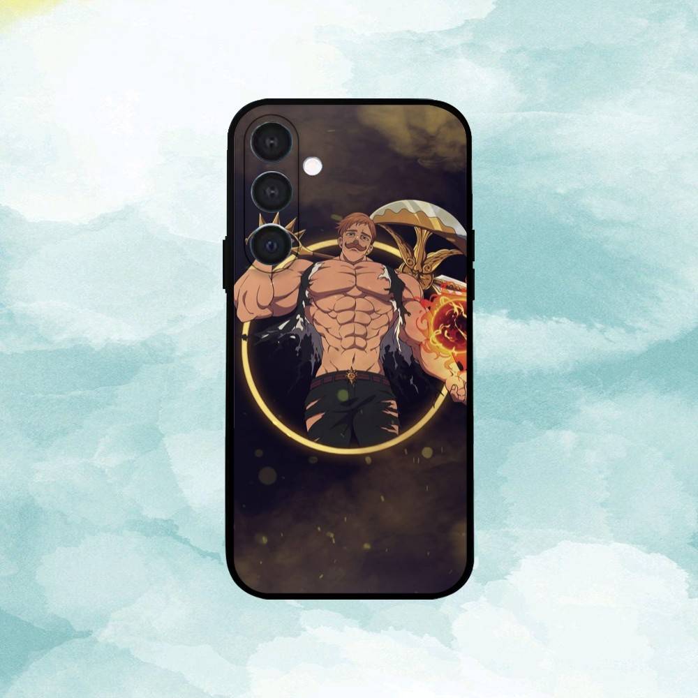 E-Escanor Sun Cartoon Phone Case For Samsung  A73,72,71,A52,51,40,41,A22,A32,31,A13, Soft Black Shell