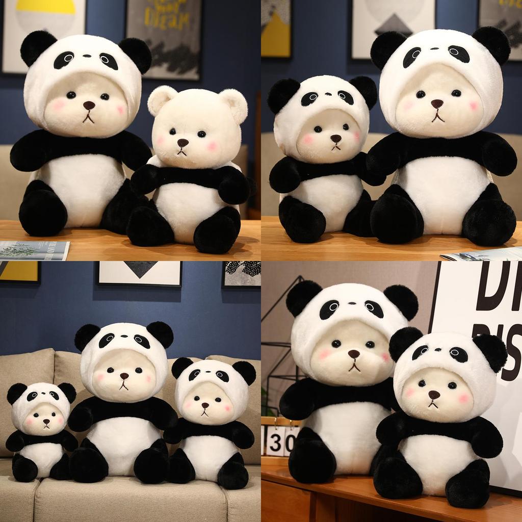 Süßer Bär verwandelt sich in Panda Plüschtier Spielzeug für Jungen und Mädchen Geburtstagsgeschenk Schlafkuschler