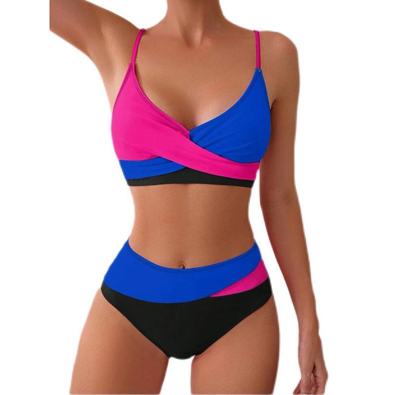 New color matching bikini split swimsuit women s beach hot spring swimsuit S сапфировый