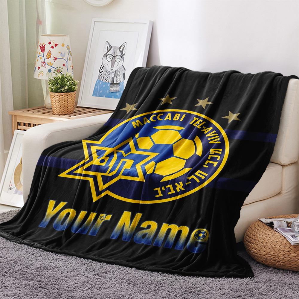 1 Stück Maccabi Fanartikel Benutzerdefinierter Name Gemustert Flanelldecke Geeignet Für Alle Jahreszeiten Für Heimdekoration Wärme Und Komfort Geschenke Feiertagsgeschenk
