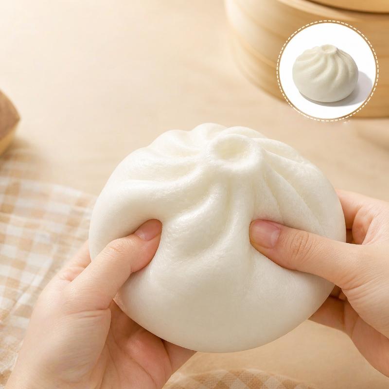 Simulation Steamed Bun Toy Slow Rebound PU Stress Relief Squeeze Toy for Kids Adults Home Office Anxiety Release