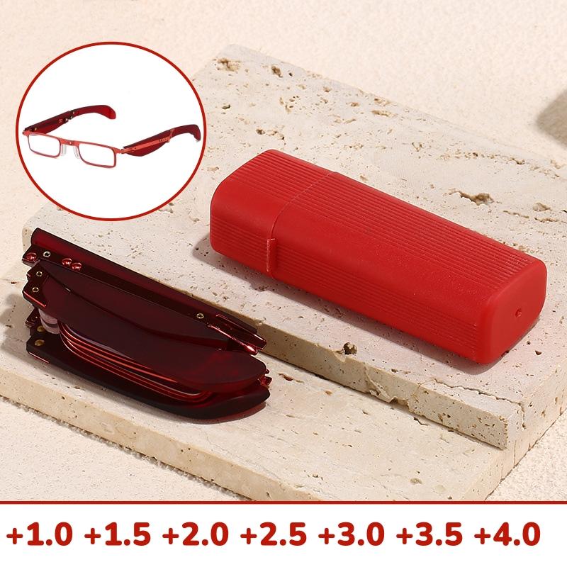 Portable Metal Men'S Reading Glasses Unisex Square Round Foldable Presbyopia Eyeglasses Retro Far Sight Eyewear With Glasses Box