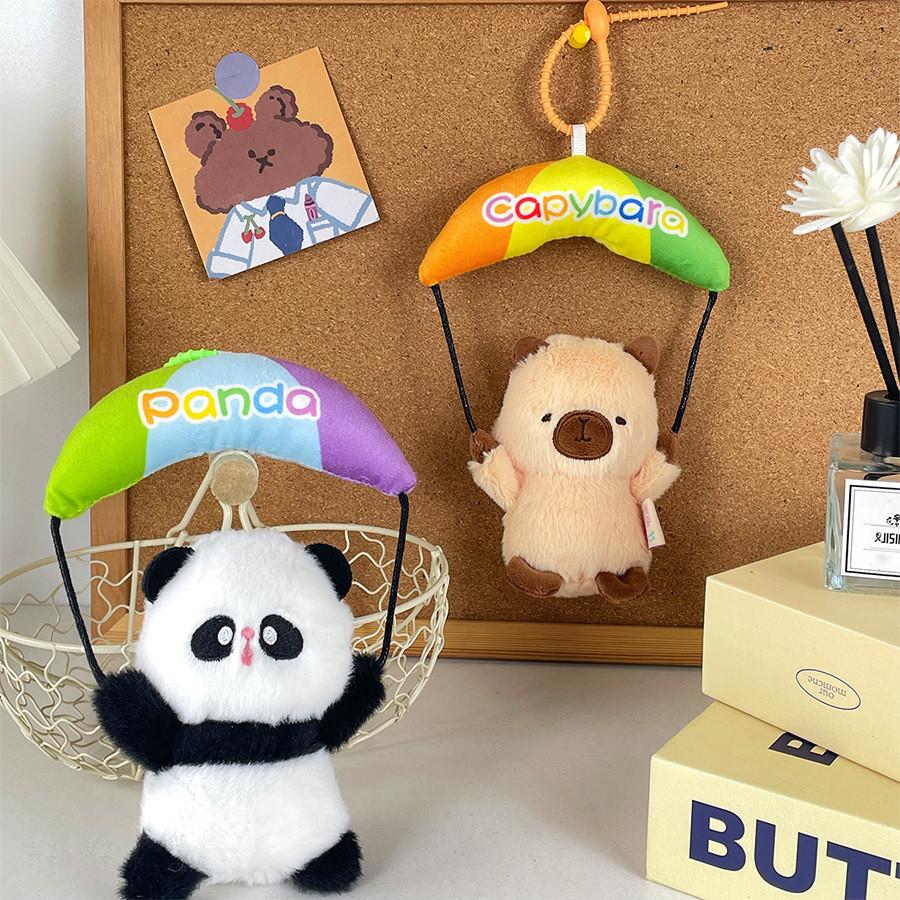 Parachute Panda Capybara Plush Animal Keychain Pendant Decoration Gift Kids