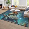 Funny Sea Turtle Rug for Kids Room, Galaxy Ocean Theme Carpet, Cartoon Playroom Floor Mat, Non-Slip Bedroom Rug