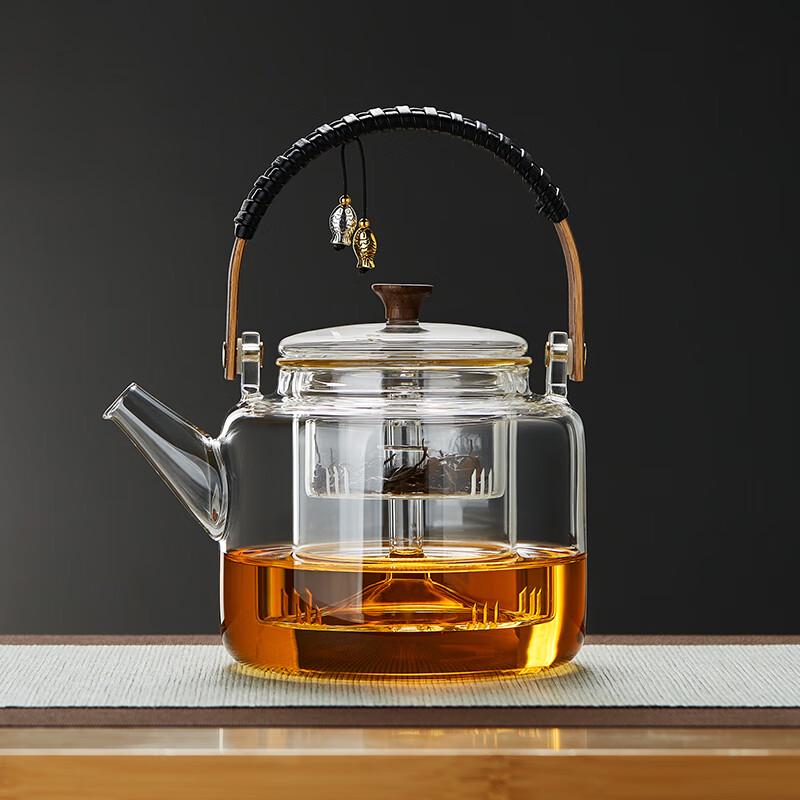 Steaming and Boiling Glass Teapot Set with Electric Ceramic Stove