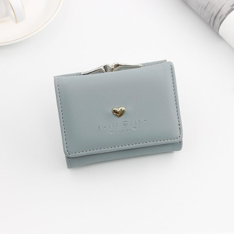 Ladies Wallet Short Card Holder Pu Material With Heart Pattern For Daily Use