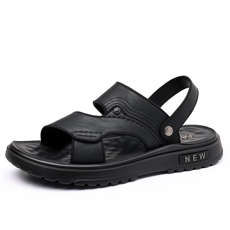 2025 Men's Dual-Use Driving Sandals: Soft Sole, Latex Pad, Plus Size Beach Slippers