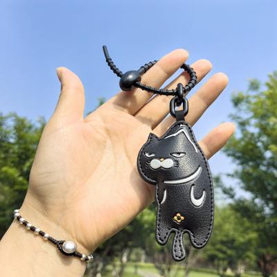 Ausdruck Katze Schlüsselanhänger Cartoon Katze Leder Anhänger Auto Schlüsselanhänger süße Tasche Zubehör Mädchen Geschenk