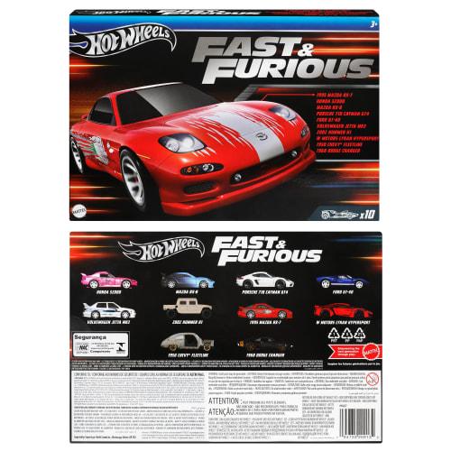 Hot Wheels Fast & Furious 10 Car Pack, Vehicle Toy, Mini Cars, Ages 3 and Up, Multi, HVX27