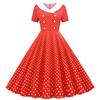 Vintage Polka Dot Print Midi Dress With Splicing Details For Casual Women