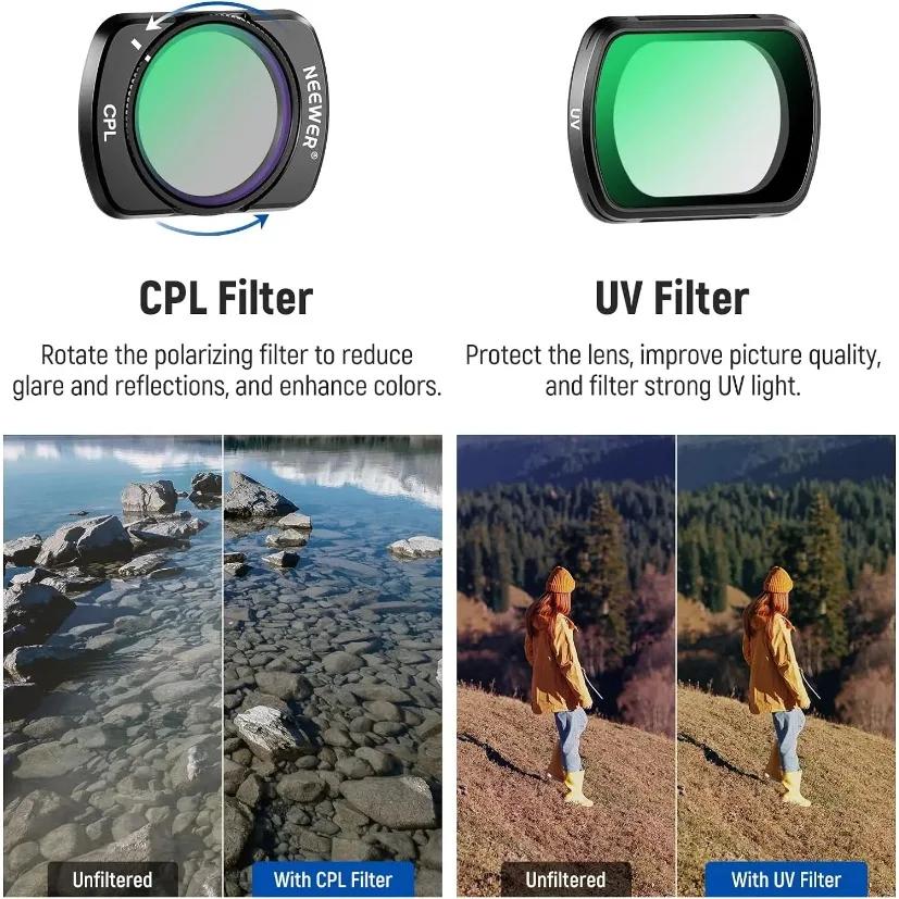 BRDRC Magnetisches ND/CPL-Filterset für DJI OSMO Pocket 3 Creator Combo Zubehör, Action-Kamera Neutraldichte-Filter