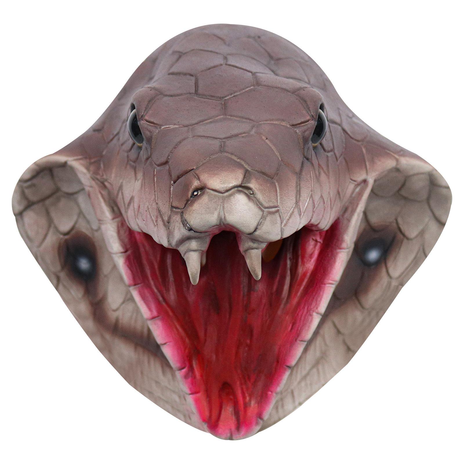 Halloween mask, scary snake, animal cobra latex headgear, carnival party mask, horror prop Cobra—Red