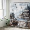 Misty Coastal Landscape with Lighthouse Shower Curtain for Bathroom Decor, Perfect for Adding Serene Charm