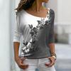 Women's V-neck Flower T-shirt Spring Long Sleeved Top T-Shirts Women’s