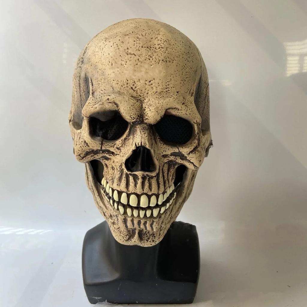 Halloween Latex Mask Skull Mask Horror Decoration Full Head  Helmet Movable Jaw Masque Gifts Party Costume Exorcist Scary Mask
