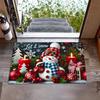 VIKAMA Christmas Theme Entry Door Floor Mat Entryway Non Slip Decorative Foot Mat Snowman Pattern Carpet Holiday Decoration
