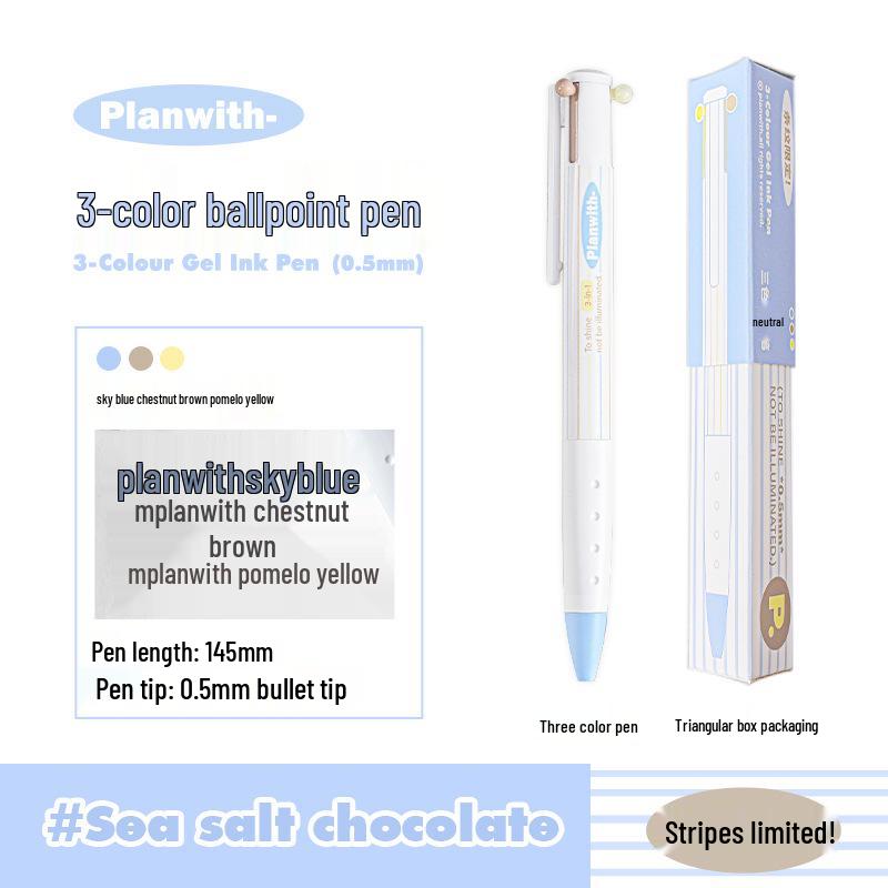 Planen mit Tricolor Druckknopf 0,5mm Stift: Schnelltrocknendes, hochwertiges, mehrfarbiges schwarzes Schreibwarenwerkzeug