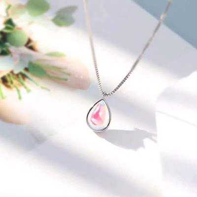 925 Sterling Silver Necklace for Women Ins Simple Elegant Japanese and Korean Niche Water Drop Aurora Gradient Moonstone Pendant Clavicle Chain