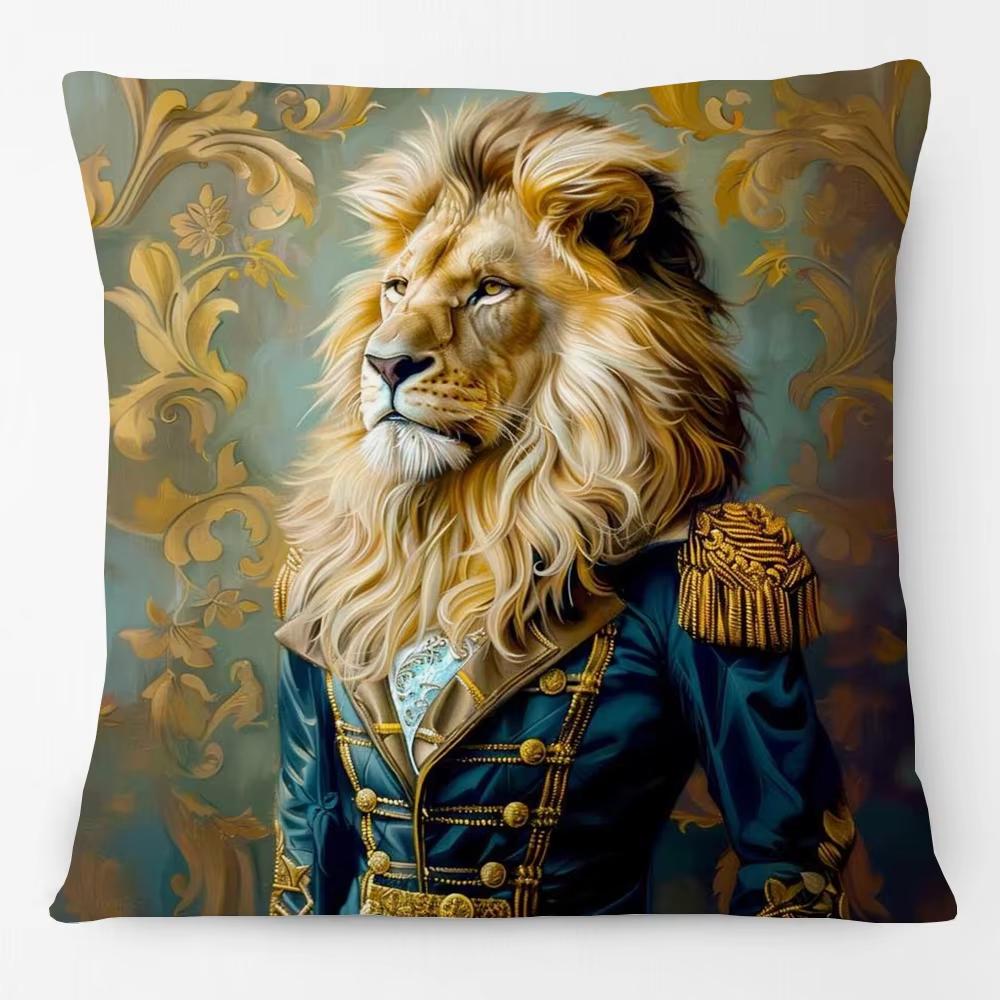 Animals Portrait Poster Pillowcase European Fashion Leopard Royal Lion Zebra Living Room Cushion Cover Square Home Decoration