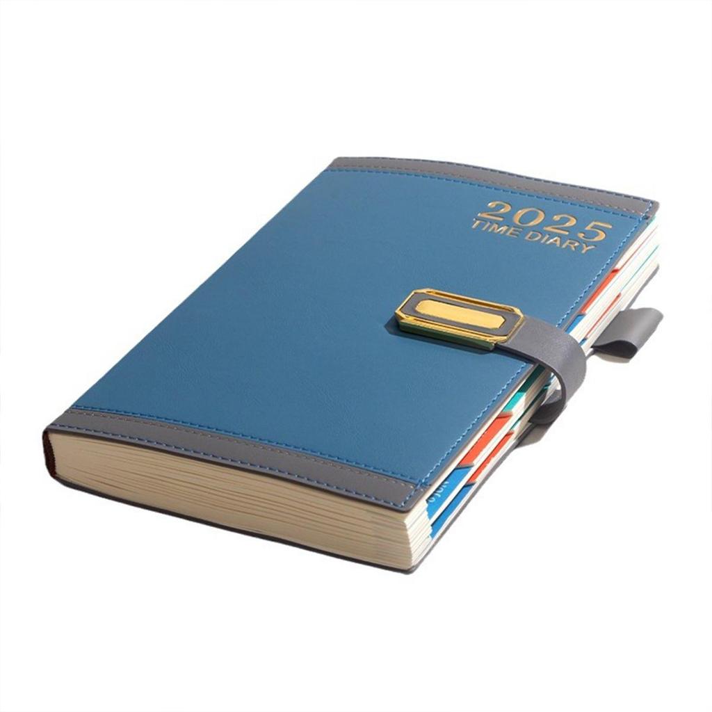 A5 Leder 2025 Geschäftsplaner Notizbuch, Englisch/Spanisch/Französische Seiten, Studenten Tagesplaner, Notizblock, Memo