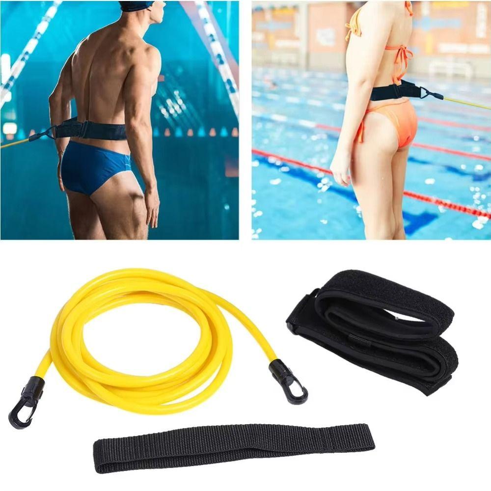 Latex Tubes Swimming Bungee Exerciser 4M Safety Training Band Swim Training Resistance Belt Adult
