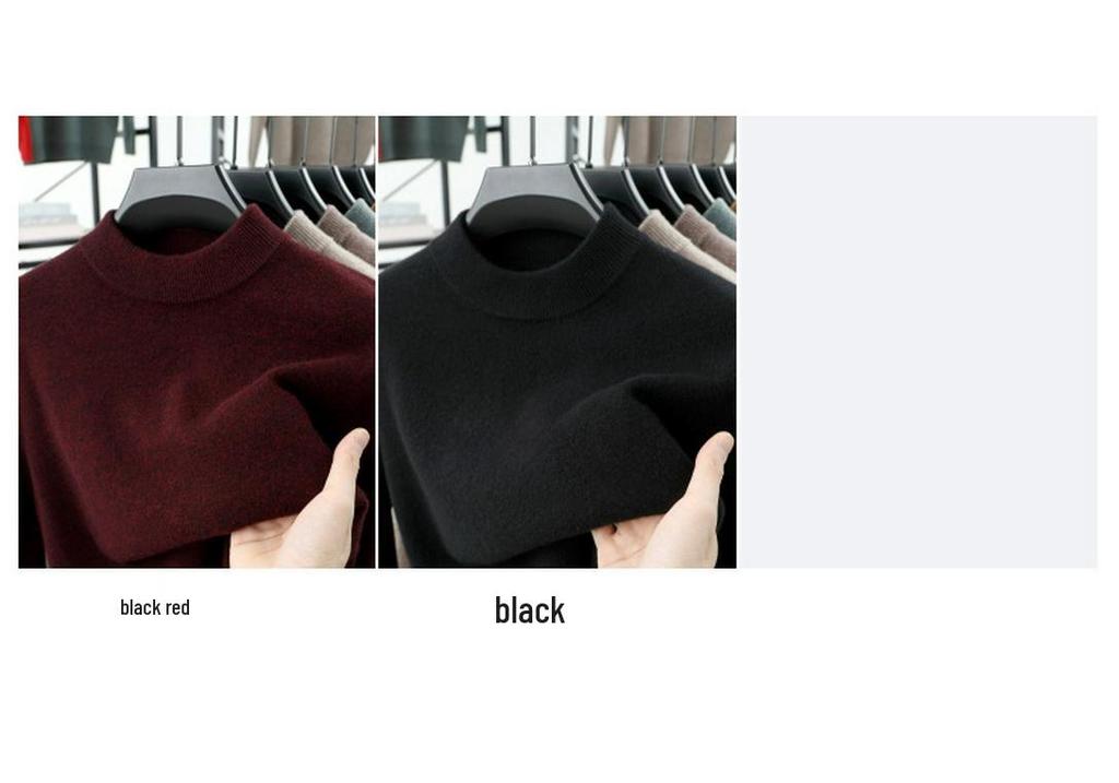 2024 Men's Pure Wool Half-High Neck Sweater, Autumn Winter Knitwear, High-End Casual Base Layer