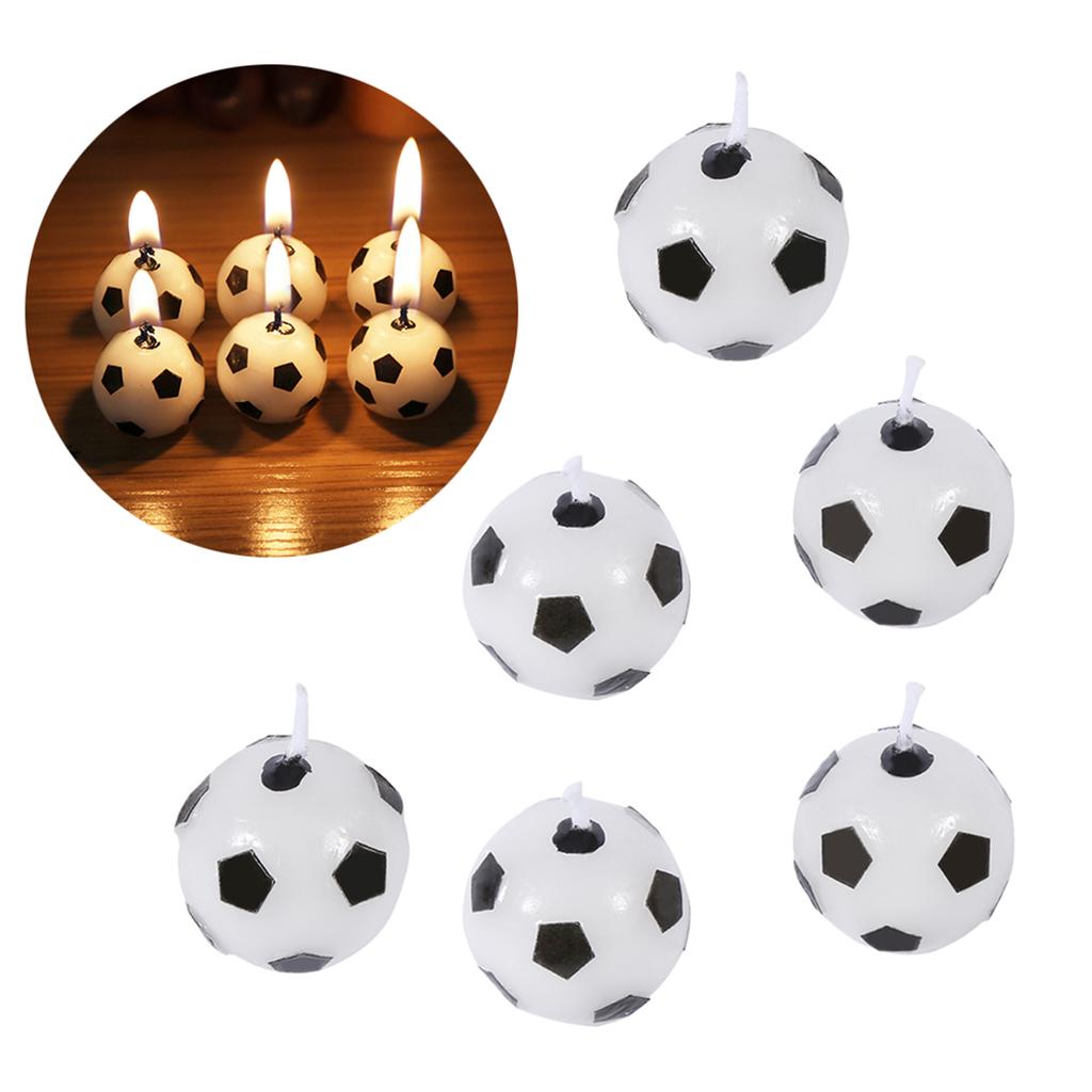 6Pcs Cute Soccer Ball Football Birthday Party Cake Candles Decorations Supplies For Kids