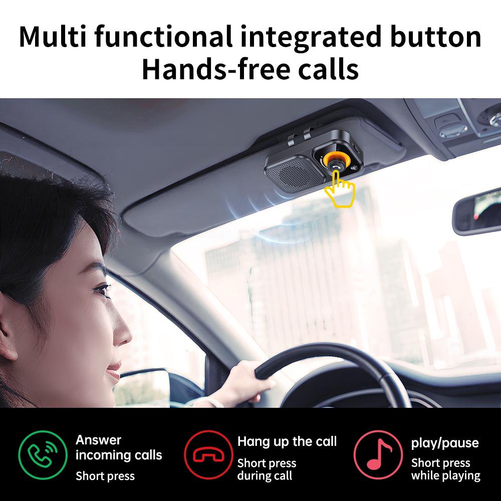 Bluetooth 5.4 Handsfree Car Kit Wireless Bluetooth Adapter Receiver Speakerphone MP3 Music Player with Car Sun Visor Clip Auto Accessories