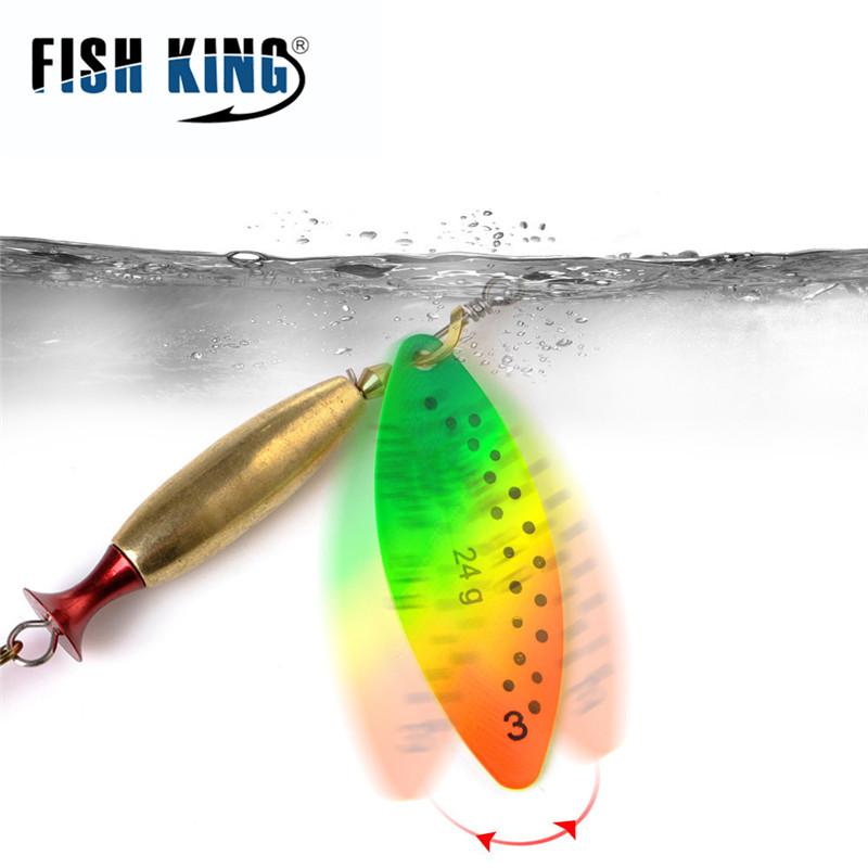 FISH KING Spinner Isca Long Cast 18g 24g Colher Iscas Pike Metal Isca De Pesca Baixo Isca Dura Con Ganci