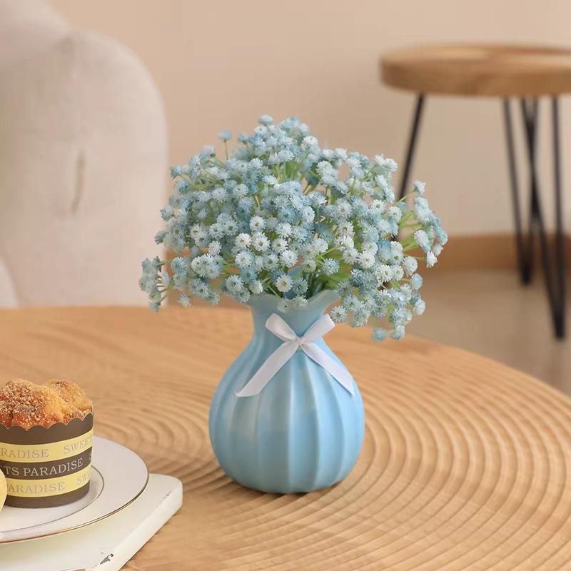 Soft Plastic Baby's Breath Artificial Flowers 22cm Real Touch Gypsophila Mini Bouquet for Wedding Home Decor, 1 Pack