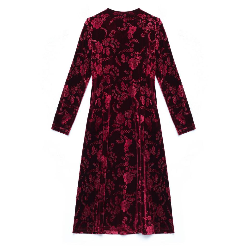 Mother Plus Size Autumn Velvet Dress Mid-length Slim Long-sleeved Middle-aged and Elderly Women
