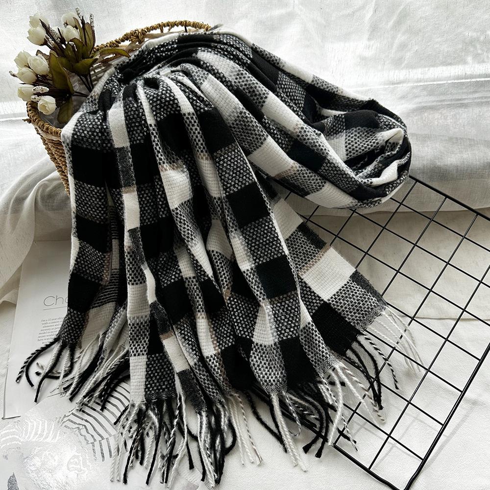 

Шарф плед из имитации кашемира цвета Майяр женский осенне-зимний универсальный утолщенный теплый студенческий бахрома 200*65cm