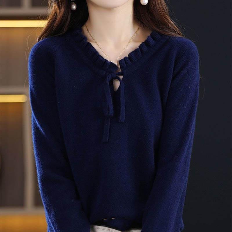 Sweater for Women Autumn Winter Thickened  Warm Knitted Stretchy Long Sleeve Oversize V-neck Tops